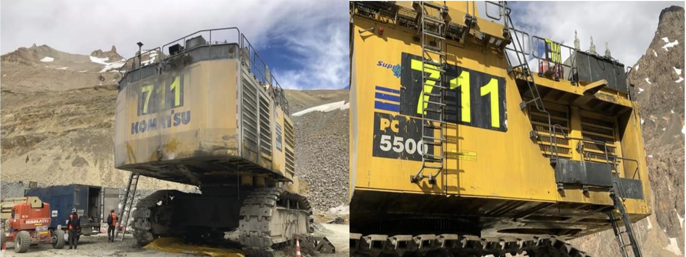 Industrial washing of Komatsu PC5500 mining excavator
